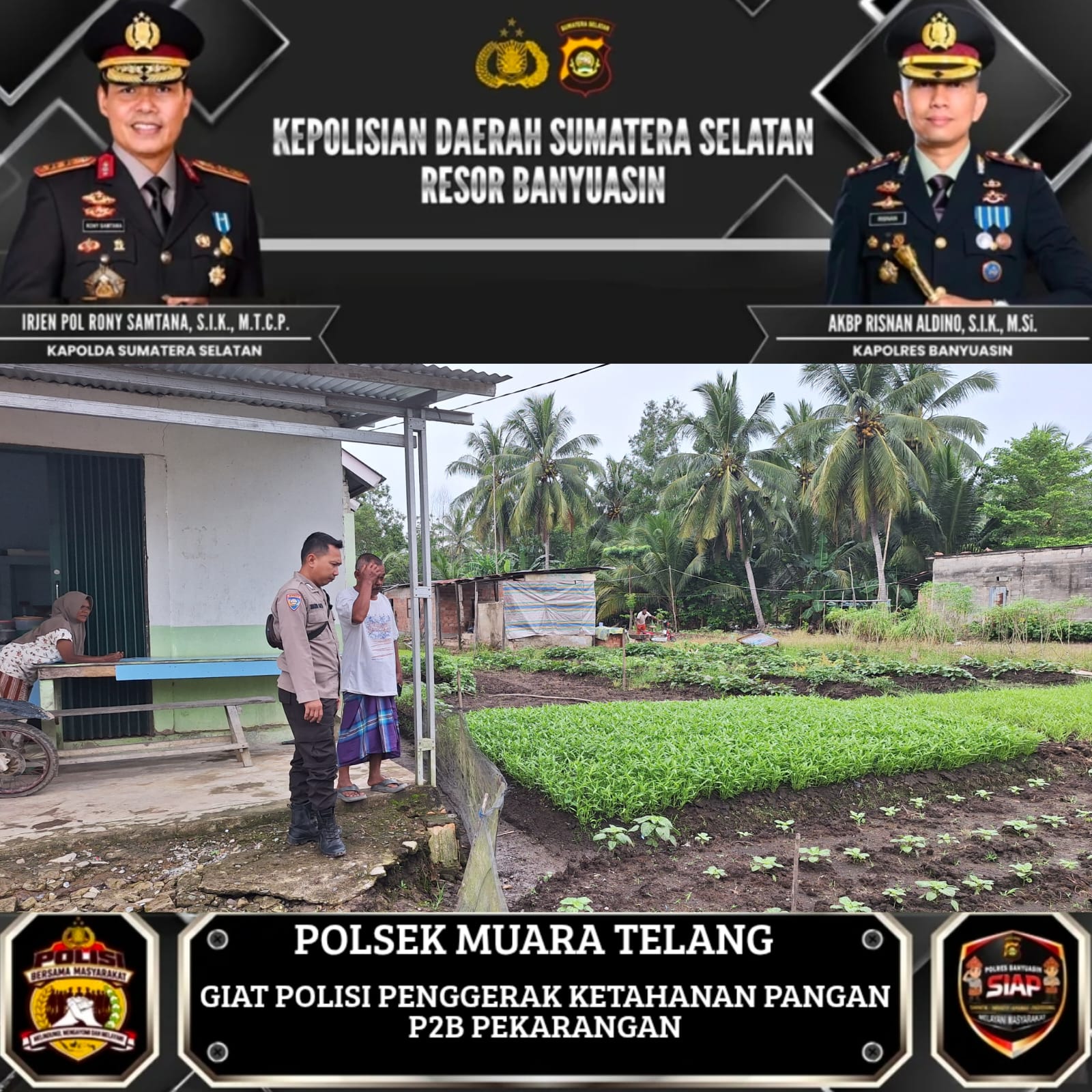 Dukung swasembada pangan nasional,BhaBinkamtibmas Polsek PKL Balai Banyuasin lll Aipda padely ajak warga kelurahan pangkalan Balai  kembangkan perkarangan produktif